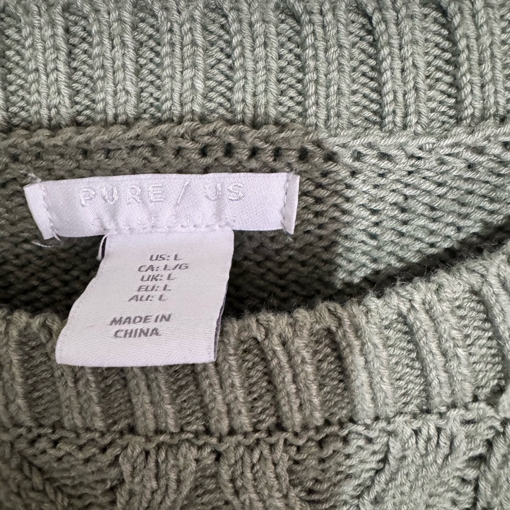 Olive Green Cable Knit Sweater Vest - Picture 2 of 3
